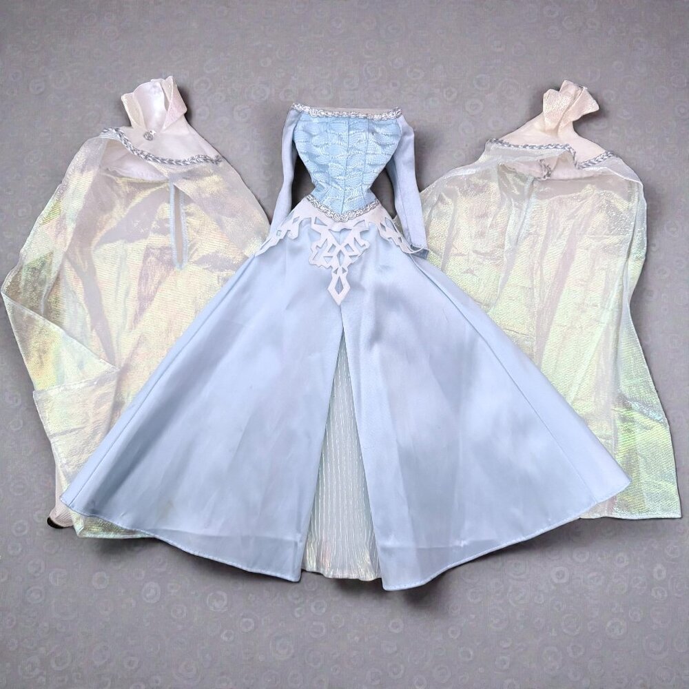 Disney Sleeping Beauty Winter Frost Blue Gown Doll Dress 2 Capes Barbie Size